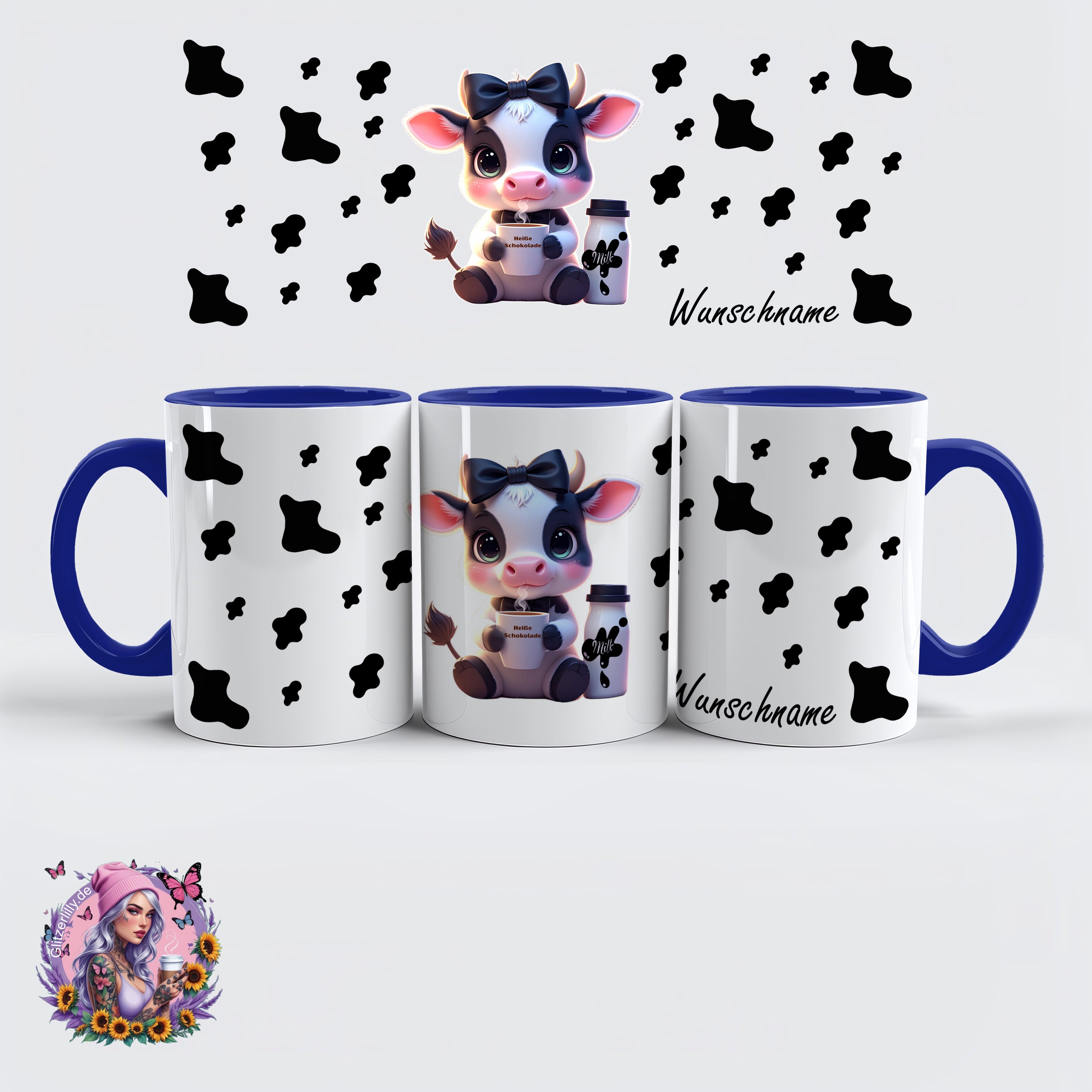 Süße Baby-Kuh Tasse – perfektes Geschenk für Kinder & Kuhfans – personalisierbar by GlitzerLilly.de