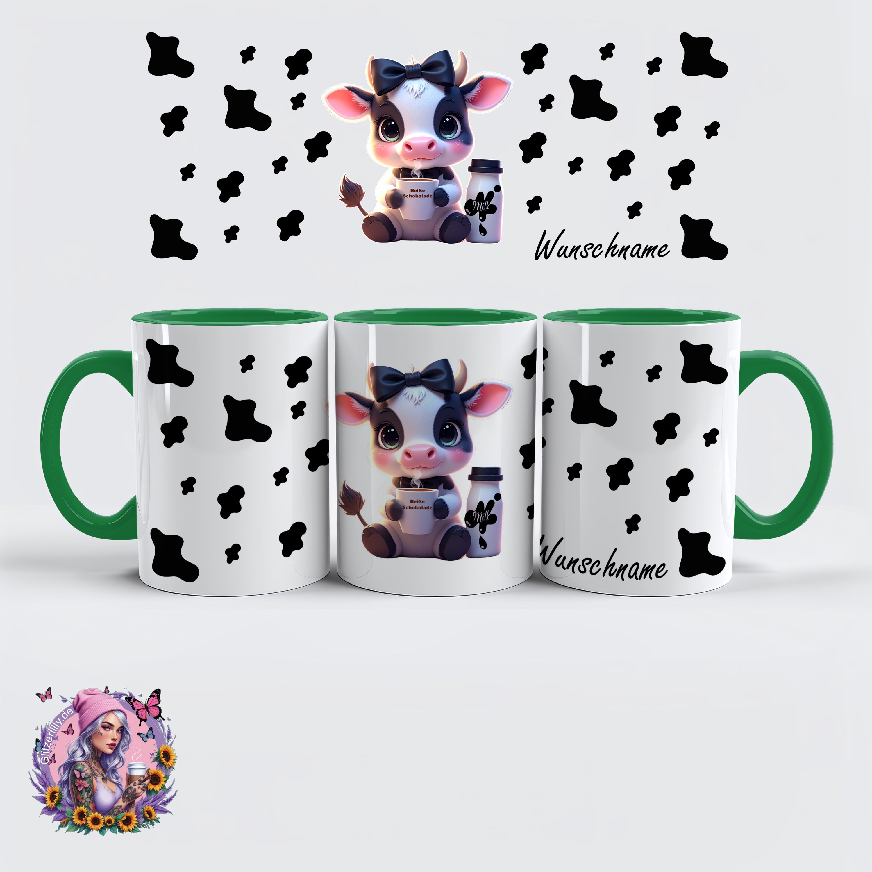 Süße Baby-Kuh Tasse – perfektes Geschenk für Kinder & Kuhfans – personalisierbar by GlitzerLilly.de