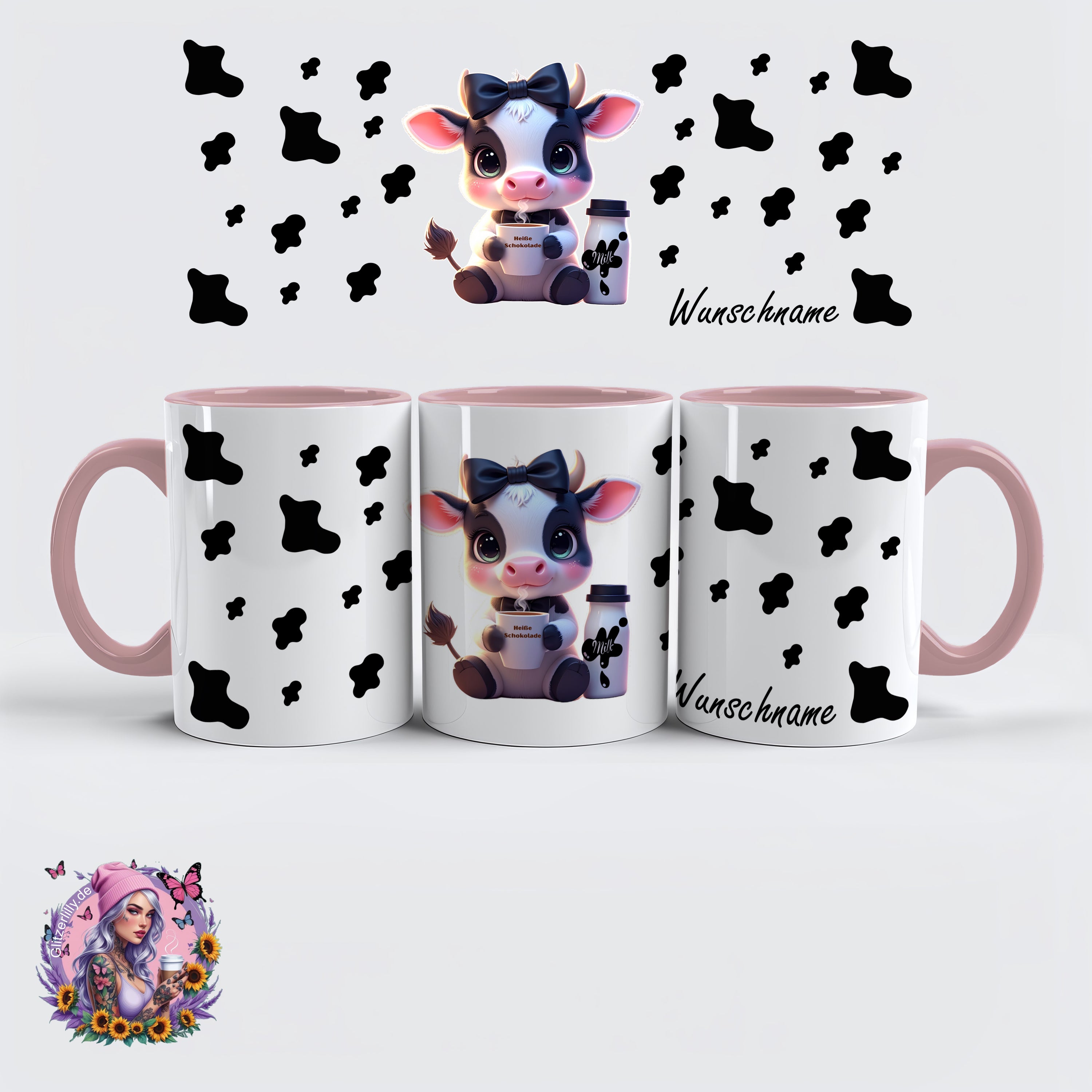 Süße Baby-Kuh Tasse – perfektes Geschenk für Kinder & Kuhfans – personalisierbar by GlitzerLilly.de