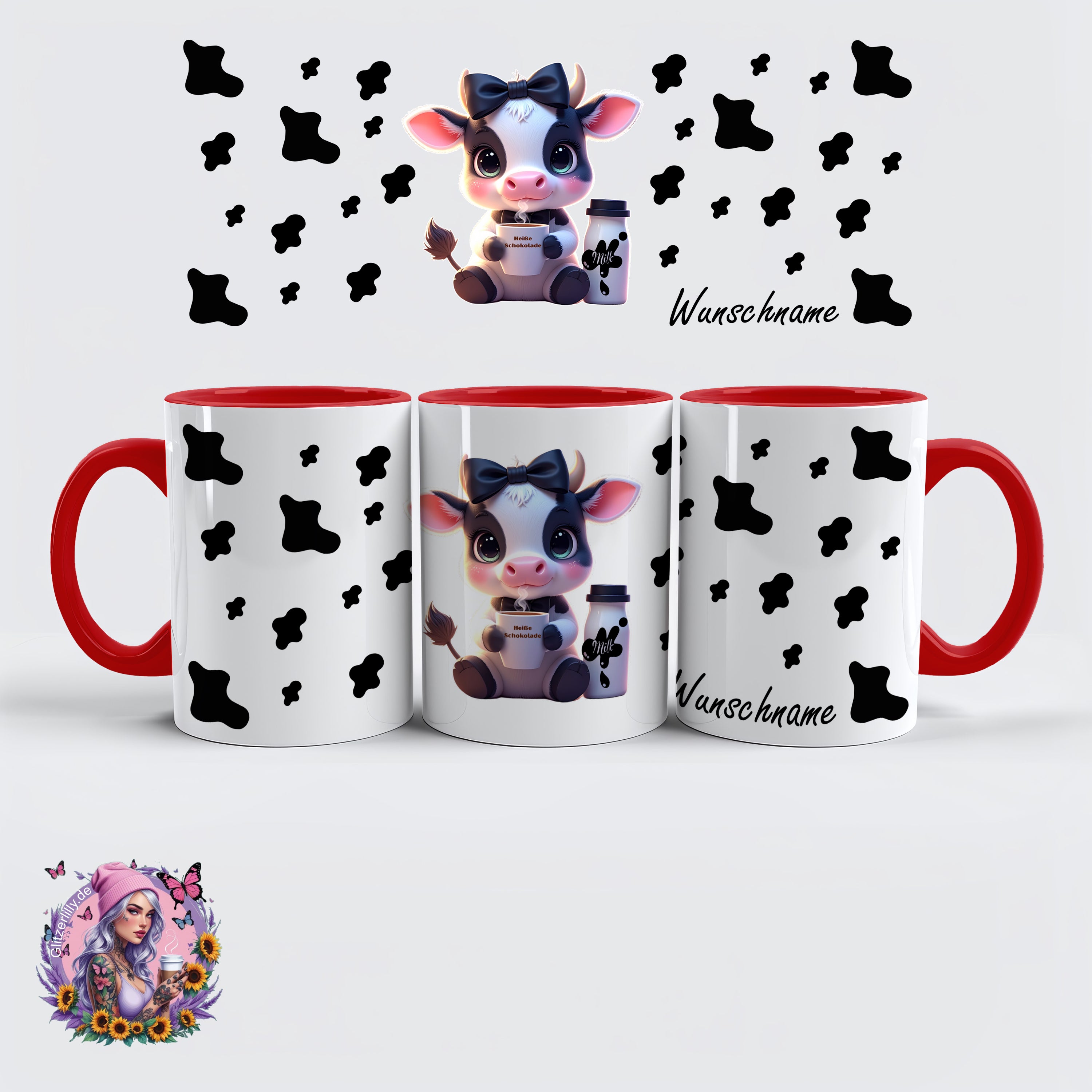 Süße Baby-Kuh Tasse – perfektes Geschenk für Kinder & Kuhfans – personalisierbar by GlitzerLilly.de