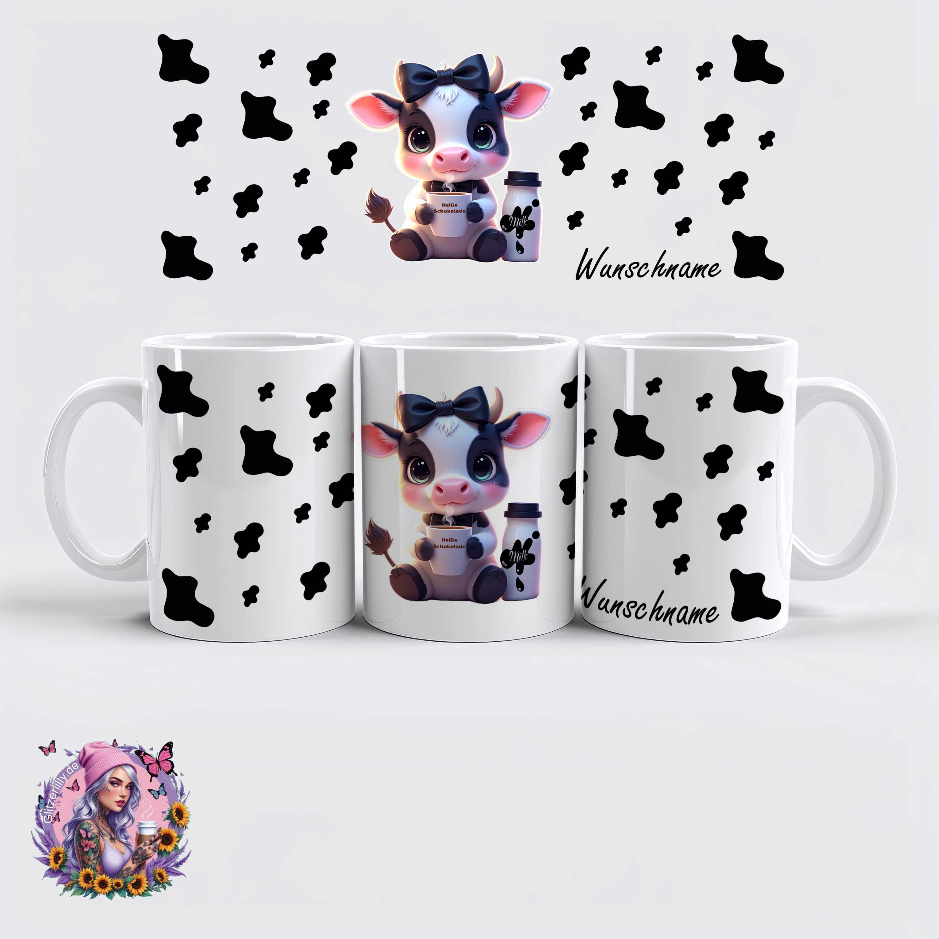 Süße Baby-Kuh Tasse – perfektes Geschenk für Kinder & Kuhfans – personalisierbar by GlitzerLilly.de