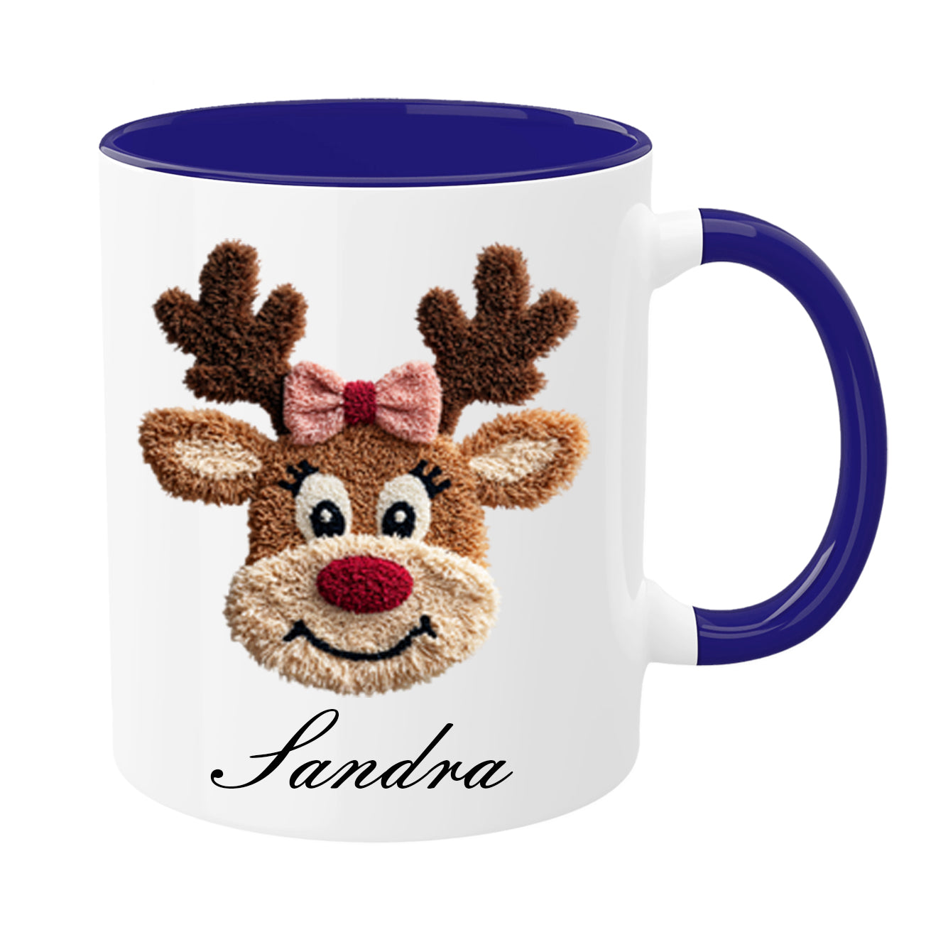 🦌 Personalisierte Rentier-Tasse – gehäkelter Look | Boy & Girl Variante | GlitzerLilly