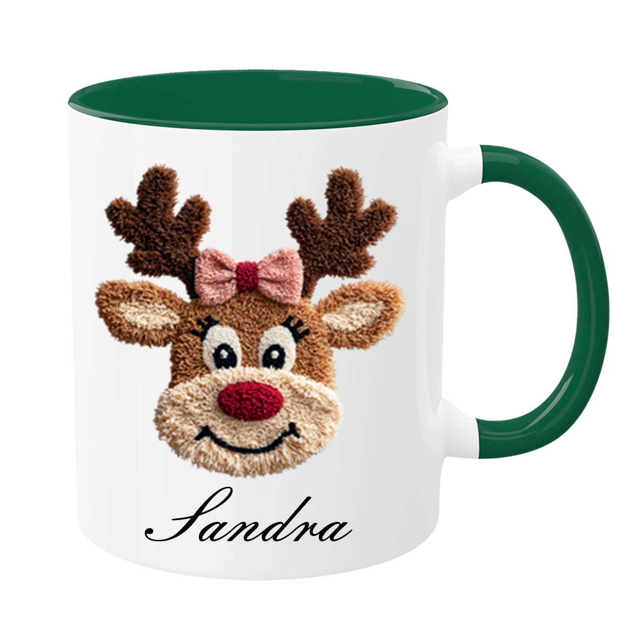 🦌 Personalisierte Rentier-Tasse – gehäkelter Look | Boy & Girl Variante | GlitzerLilly