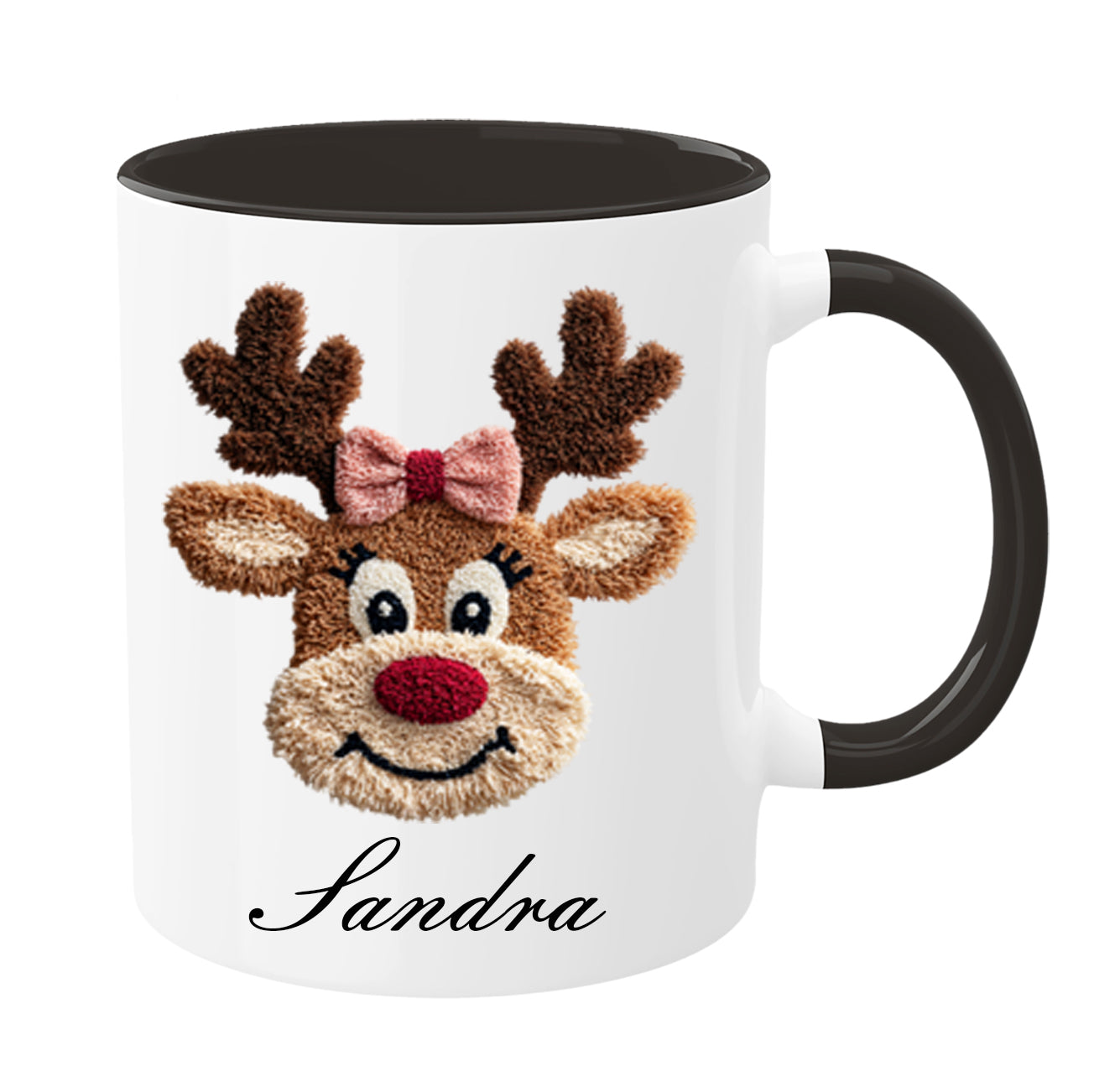 🦌 Personalisierte Rentier-Tasse – gehäkelter Look | Boy & Girl Variante | GlitzerLilly