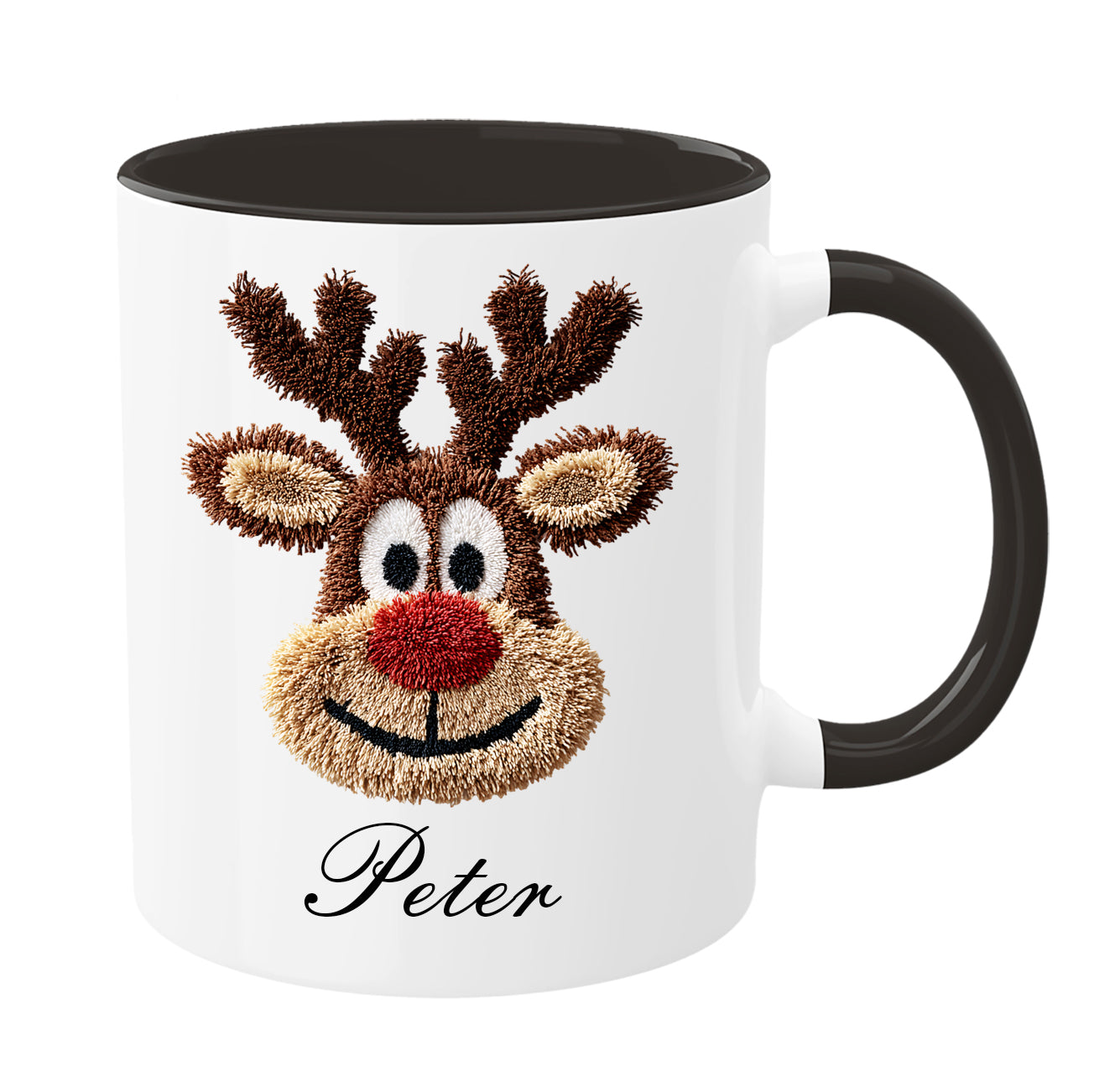 🦌 Personalisierte Rentier-Tasse – gehäkelter Look | Boy & Girl Variante | GlitzerLilly