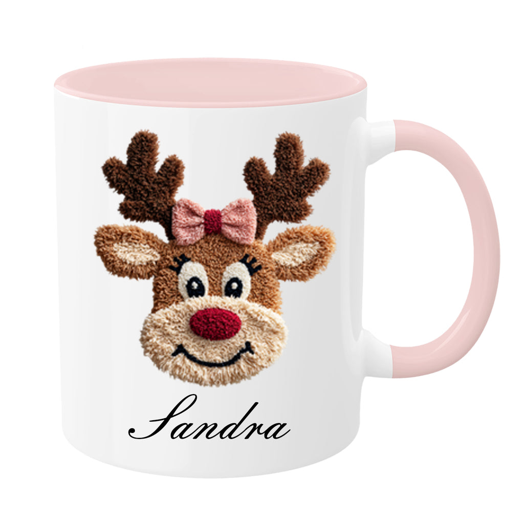 🦌 Personalisierte Rentier-Tasse – gehäkelter Look | Boy & Girl Variante | GlitzerLilly