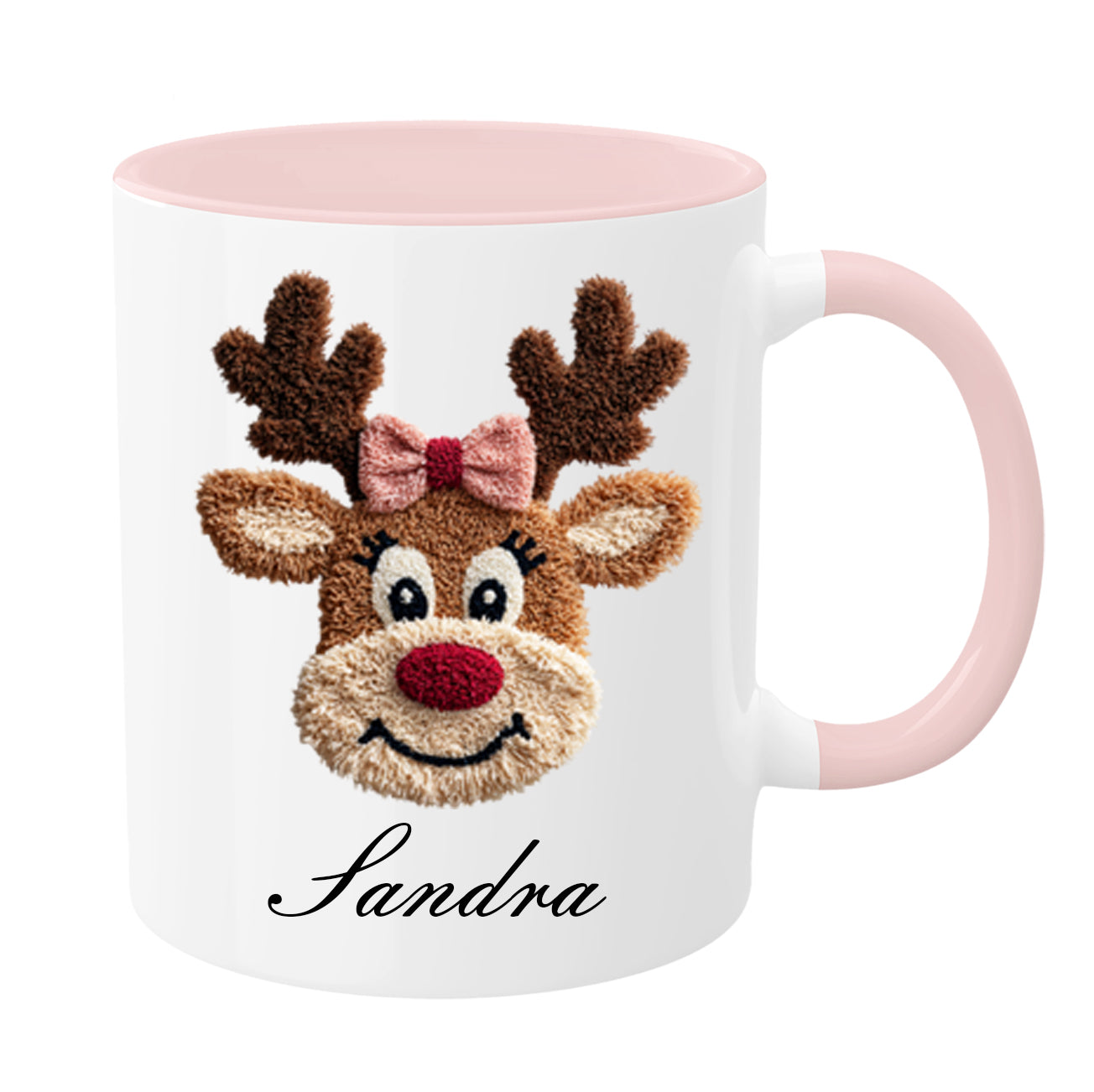 🦌 Personalisierte Rentier-Tasse – gehäkelter Look | Boy & Girl Variante | GlitzerLilly