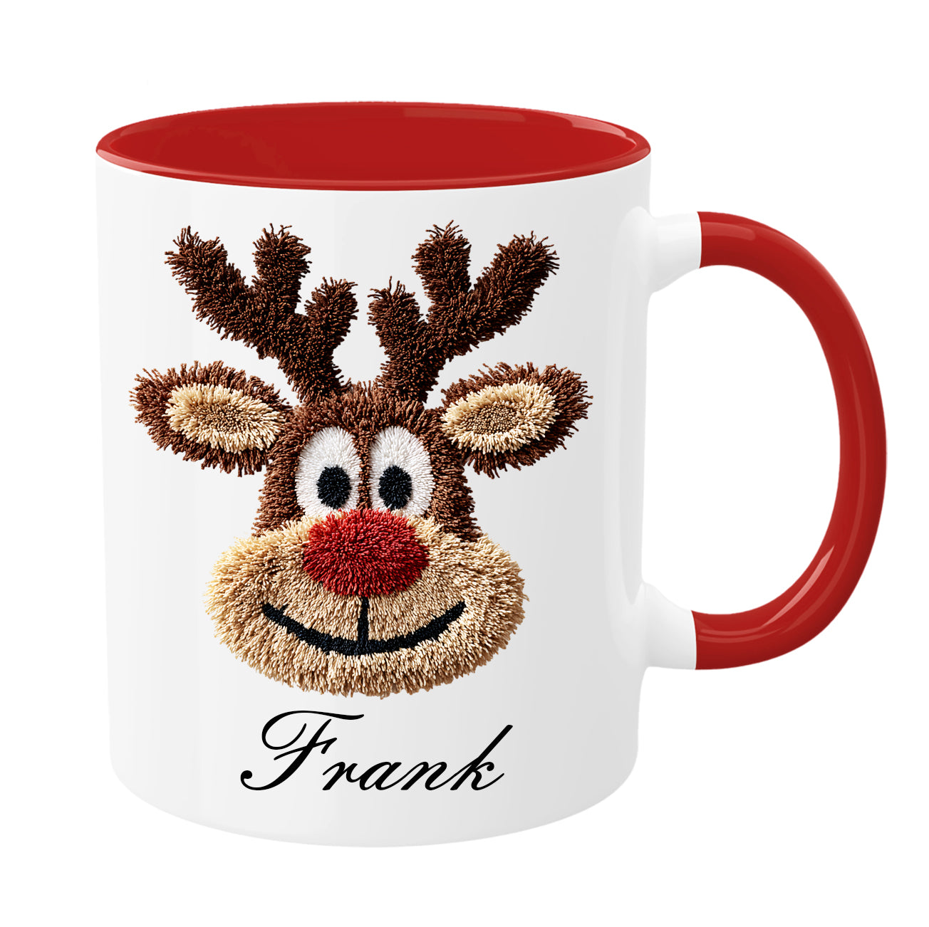 🦌 Personalisierte Rentier-Tasse – gehäkelter Look | Boy & Girl Variante | GlitzerLilly