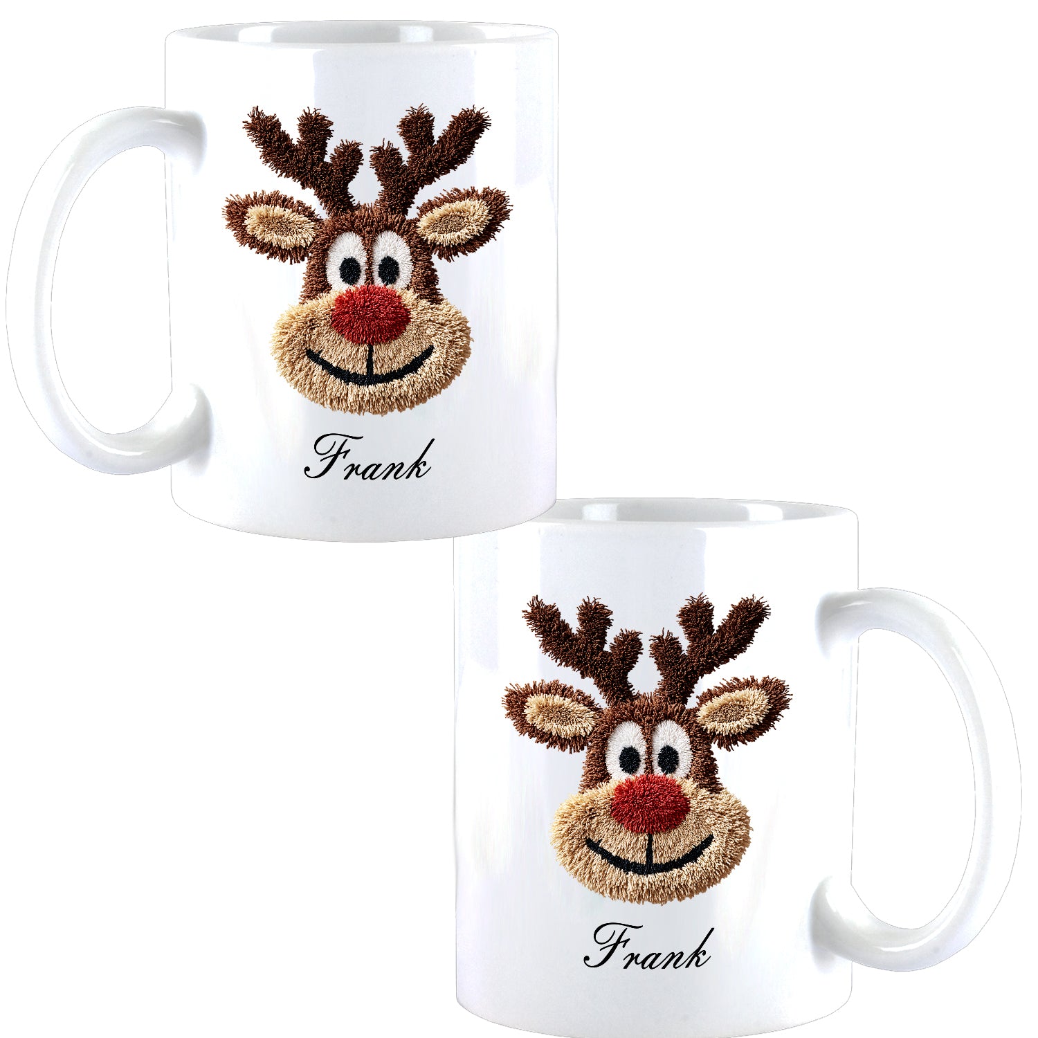 🦌 Personalisierte Rentier-Tasse – gehäkelter Look | Boy & Girl Variante | GlitzerLilly