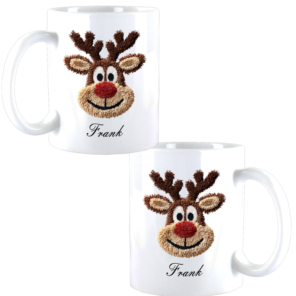 🦌 Personalisierte Rentier-Tasse – gehäkelter Look | Boy & Girl Variante | GlitzerLilly