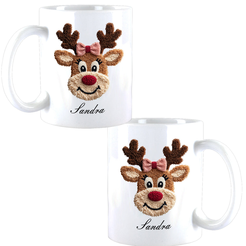 🦌 Personalisierte Rentier-Tasse – gehäkelter Look | Boy & Girl Variante | GlitzerLilly