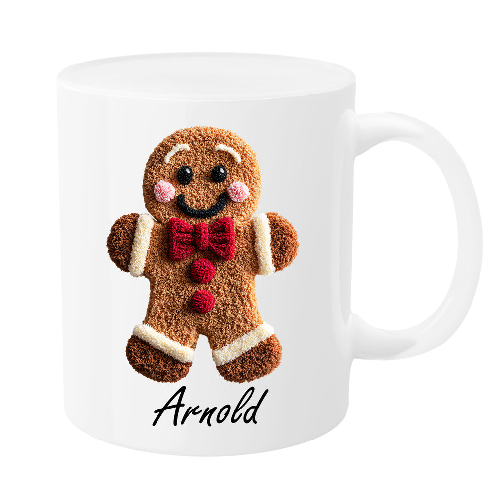 Personalisierte Lebkuchenmann-Tasse – gehäkelter Look |