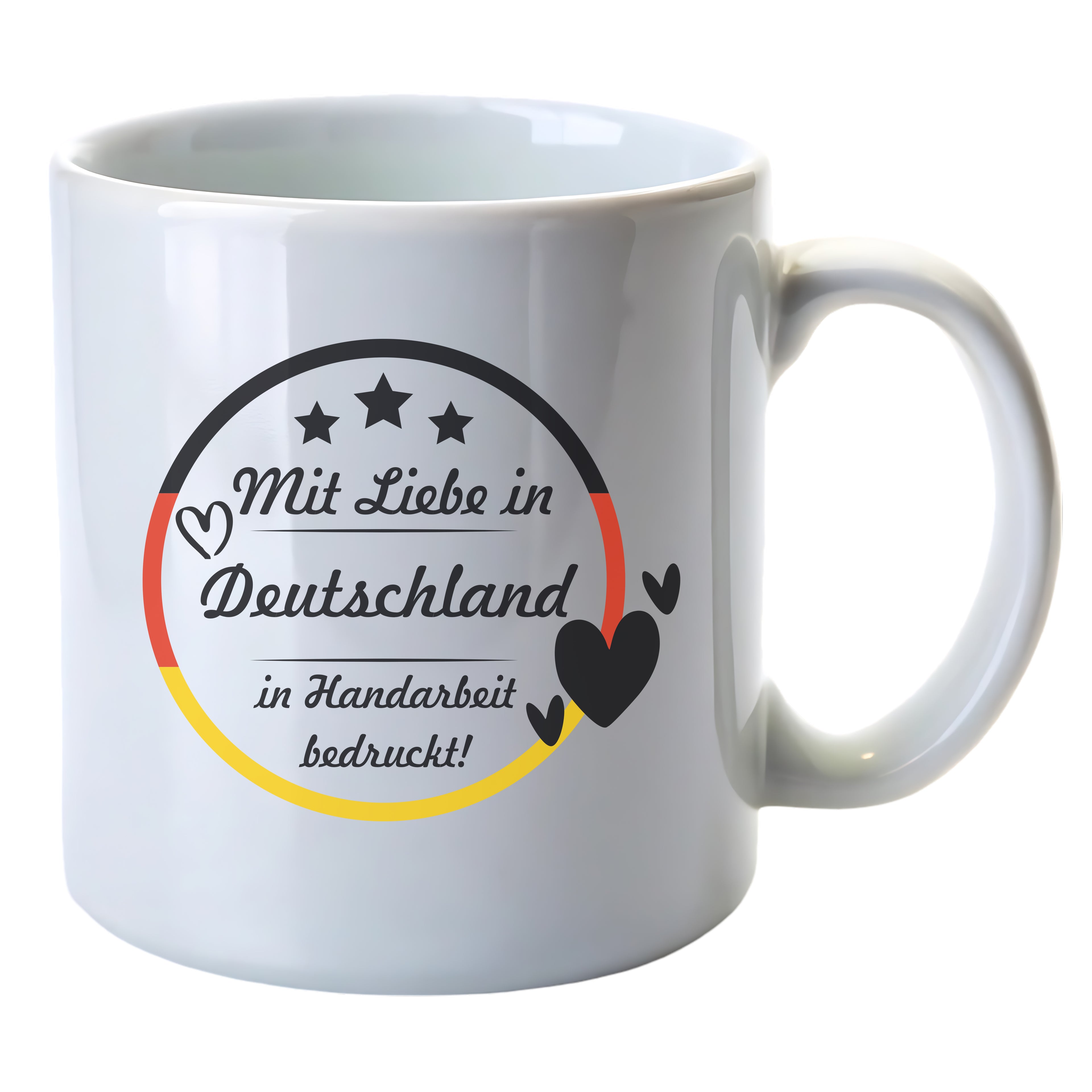 Merry Christmas Tasse – Weihnachtsbäume & Goldsterne Style – personalisierbar by GlitzerLilly.de