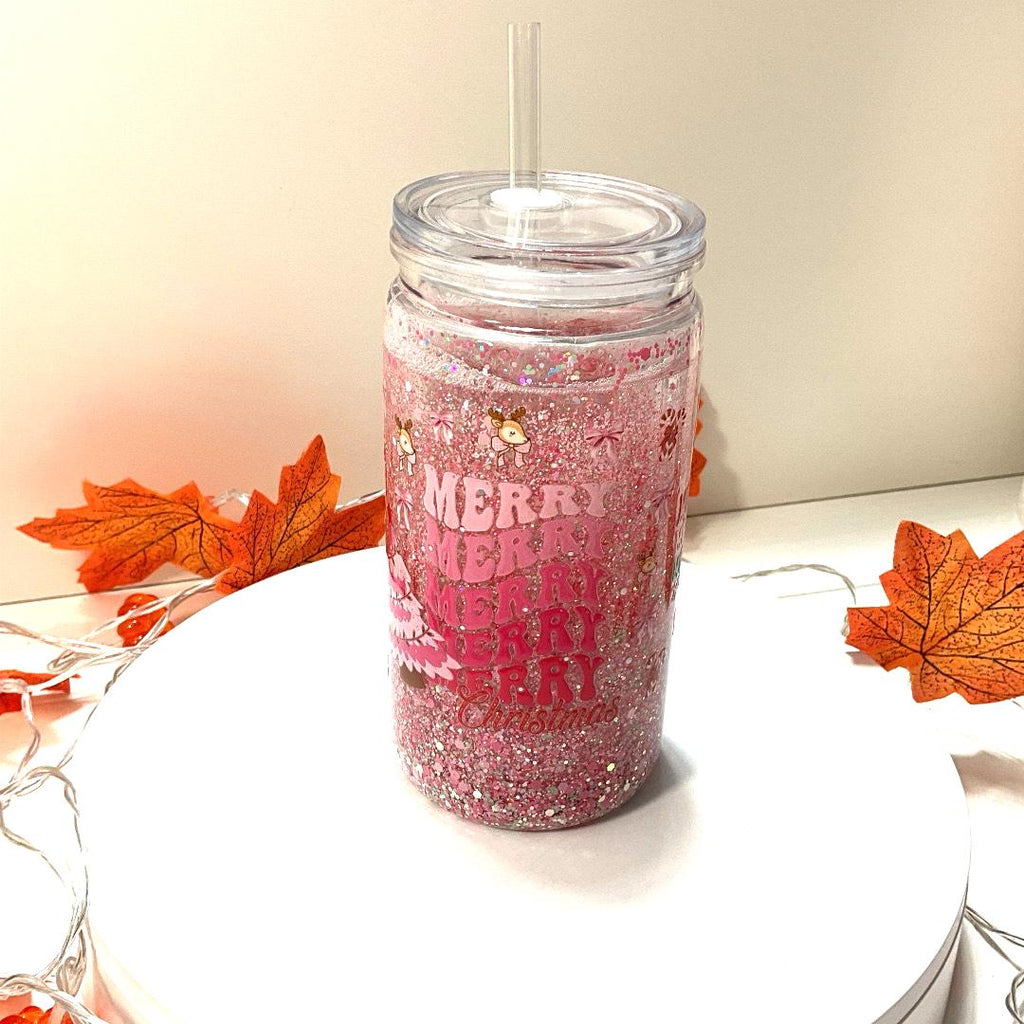 Glitzer-Snowglobe Tumbler Merry-Christmas