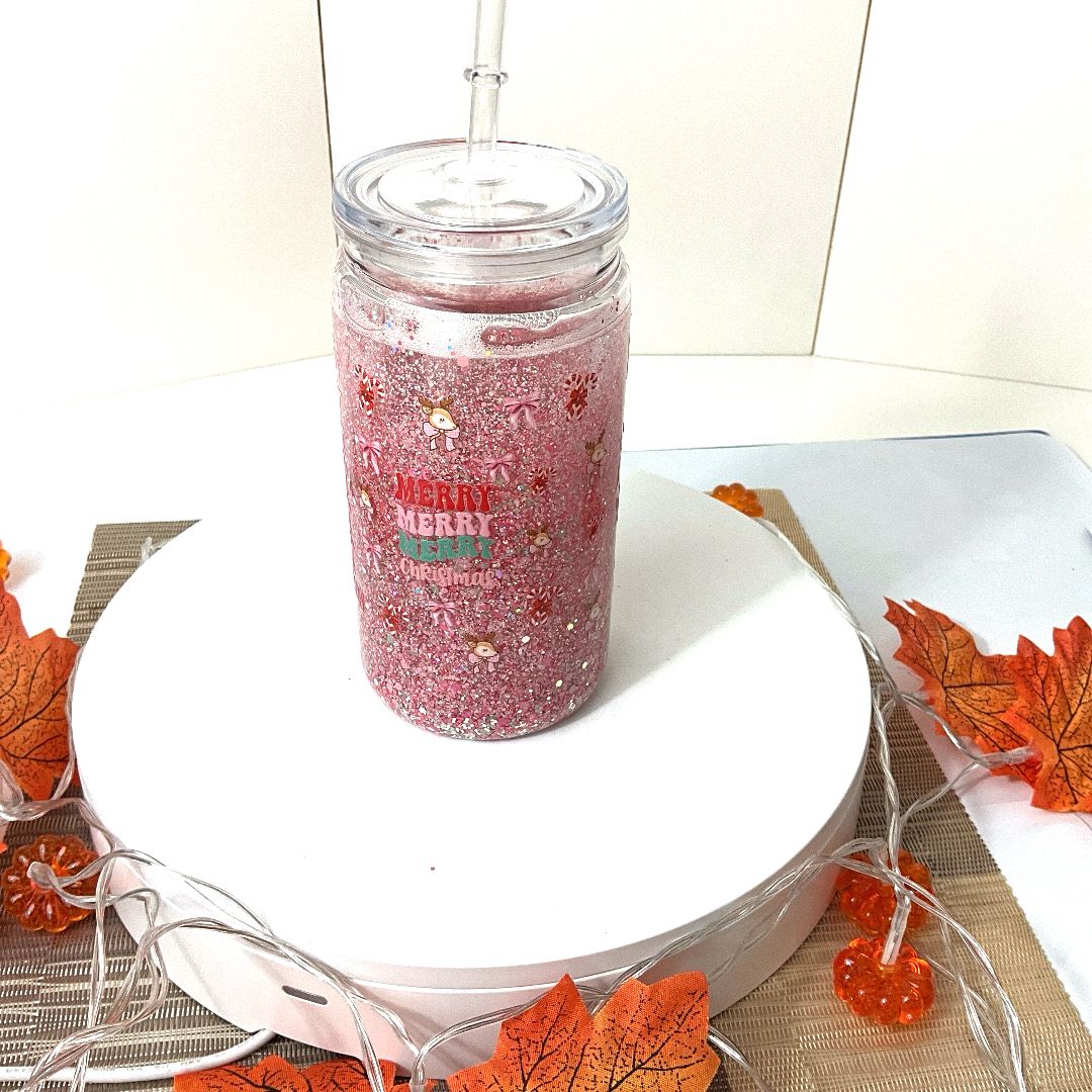 Glitzer-Snowglobe Tumbler Merry-Christmas