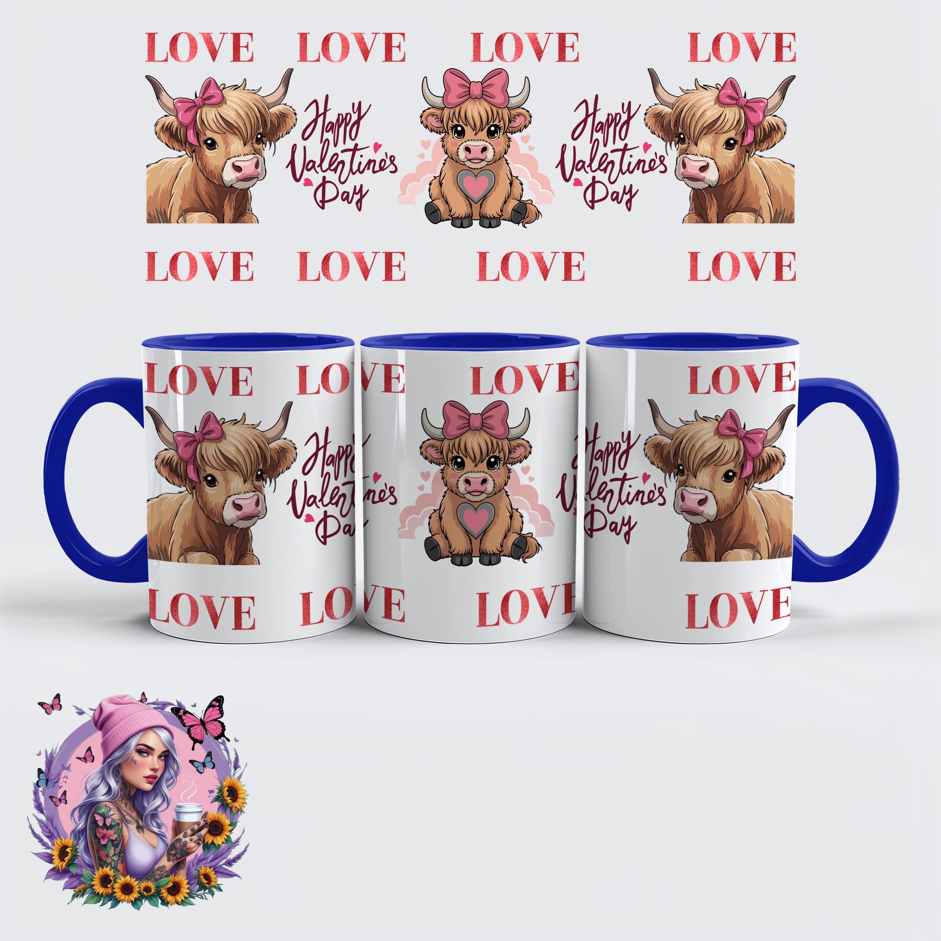 Valentinstag Glitzer Love Tasse – Pink, Silber & Klassikfarben