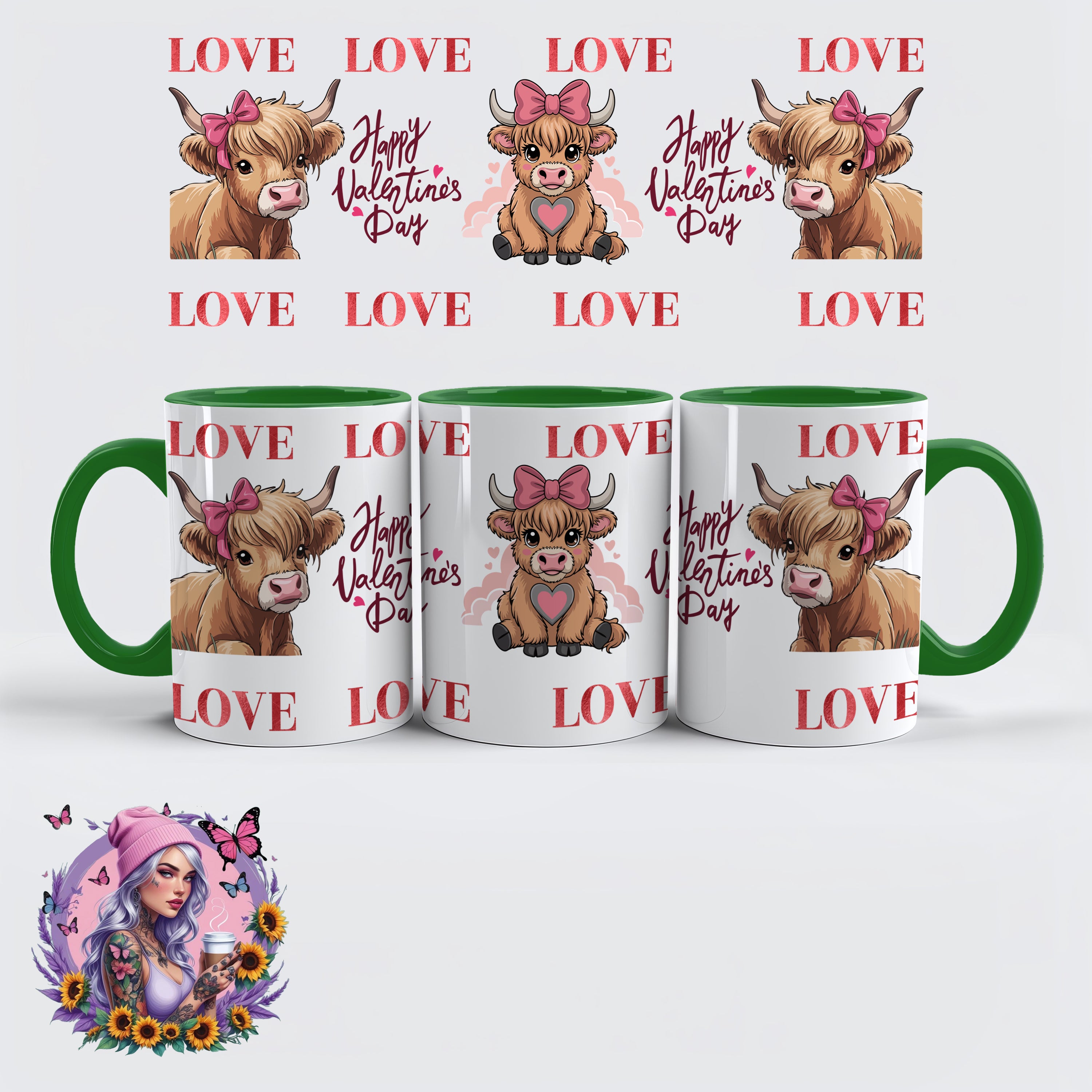 Valentinstag Glitzer Love Tasse – Pink, Silber & Klassikfarben