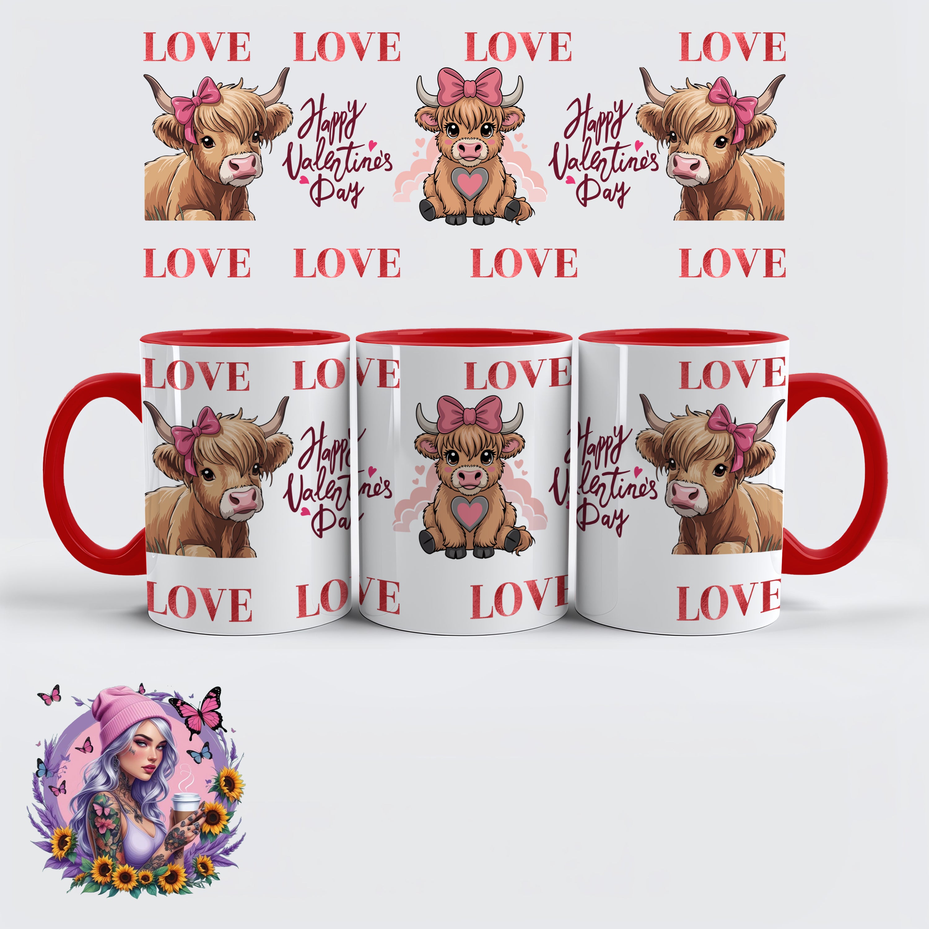 Valentinstag Glitzer Love Tasse – Pink, Silber & Klassikfarben