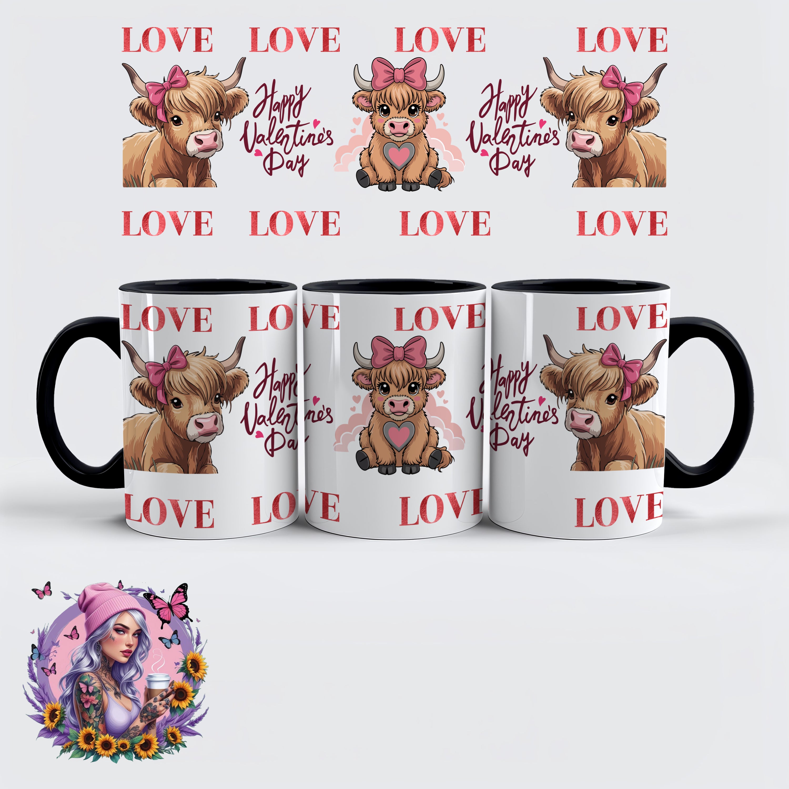 Valentinstag Glitzer Love Tasse – Pink, Silber & Klassikfarben