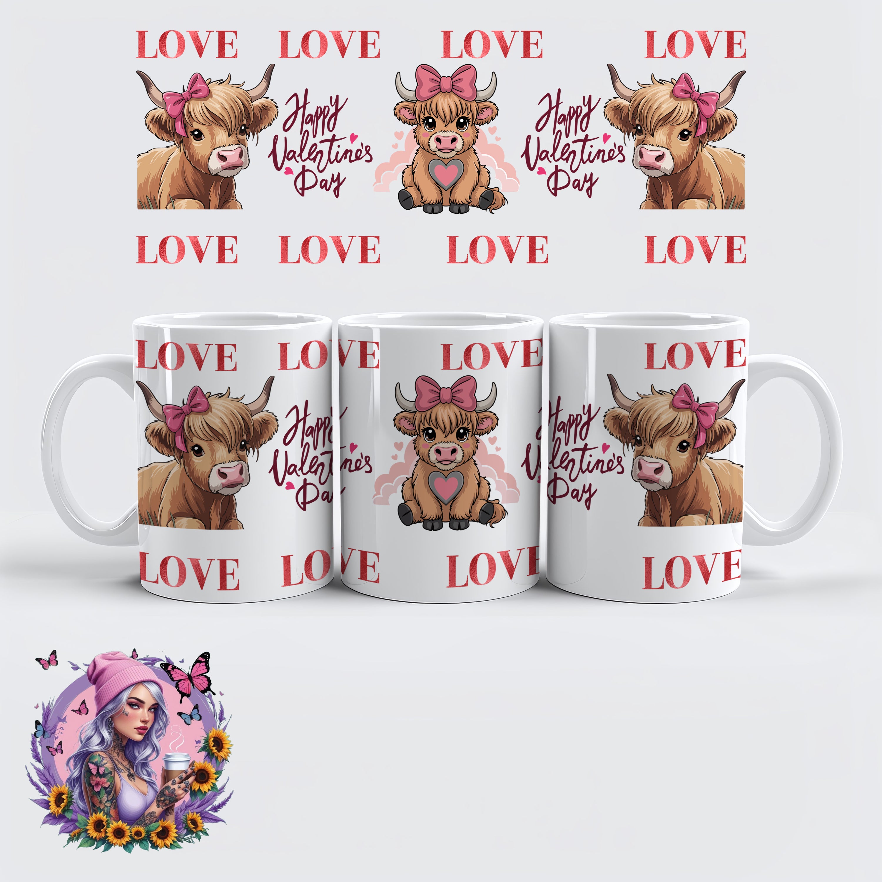 Valentinstag Glitzer Love Tasse – Pink, Silber & Klassikfarben