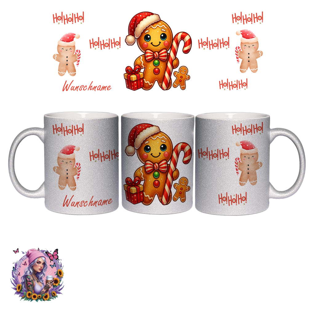 Personalisierte HoHoHo Lebkuchenmann-Tasse – personalisierbar by GlitzerLilly.de