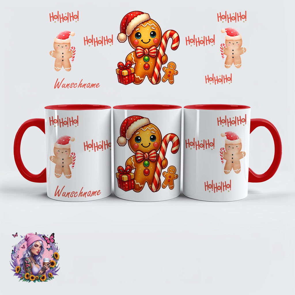 Personalisierte HoHoHo Lebkuchenmann-Tasse – personalisierbar by GlitzerLilly.de
