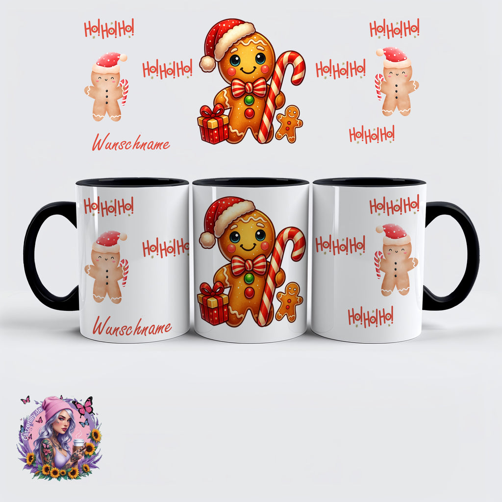 Personalisierte HoHoHo Lebkuchenmann-Tasse – personalisierbar by GlitzerLilly.de