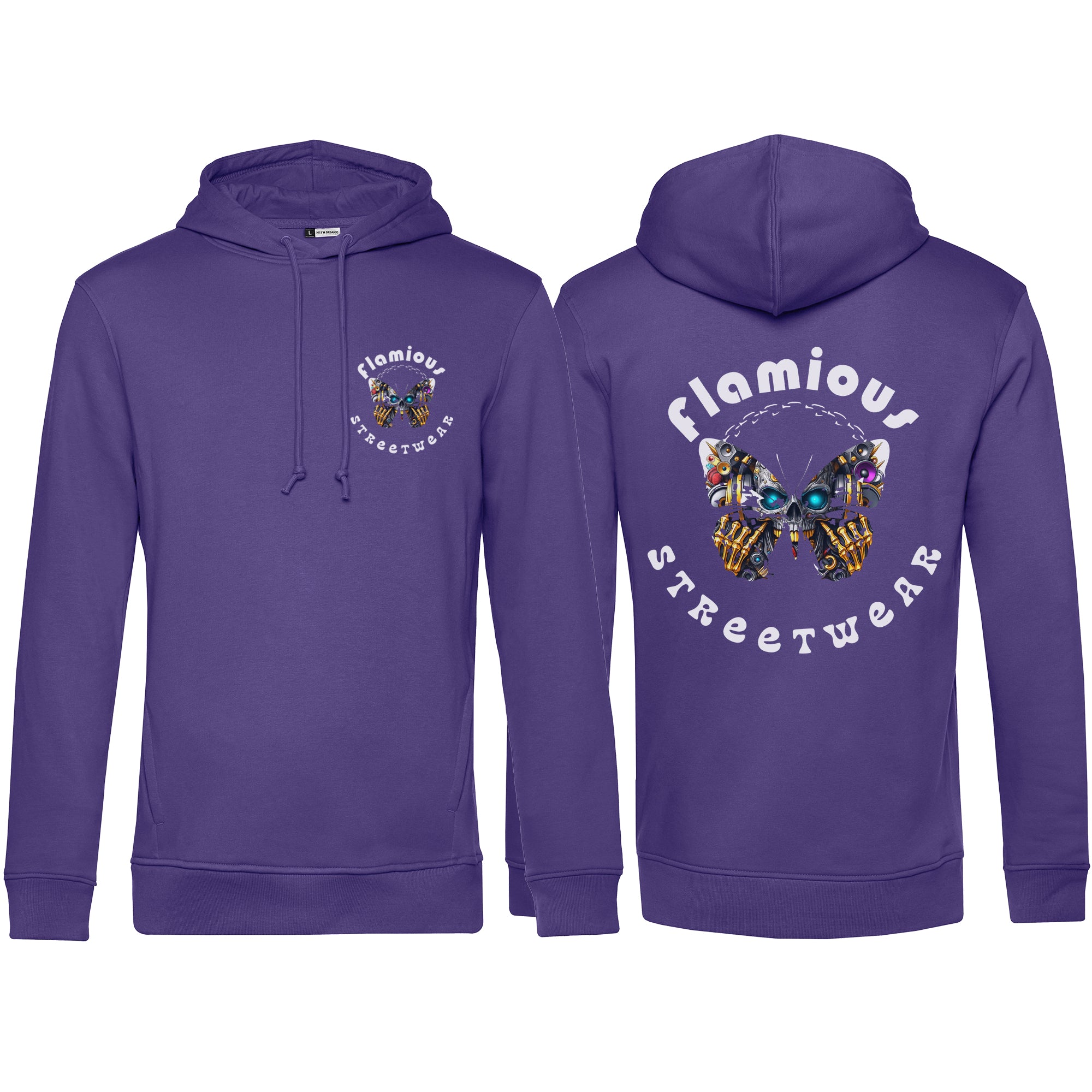 Flamious Hoodie – Butterfly Tech Streetwear | Premium Unisex Hoodie in vielen Farben