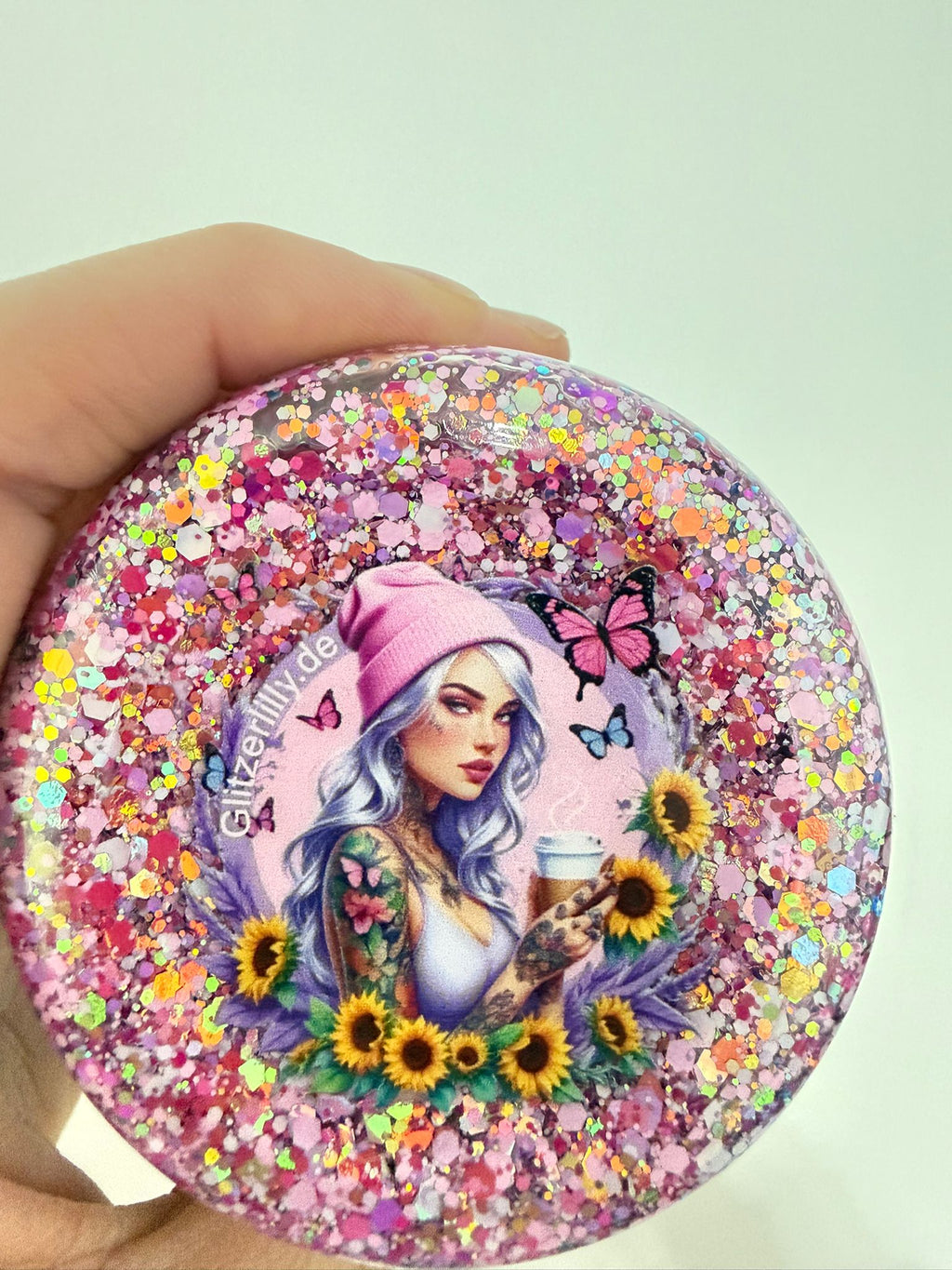 Snowglobe-Tumbler Glitzer Pink-Rosa